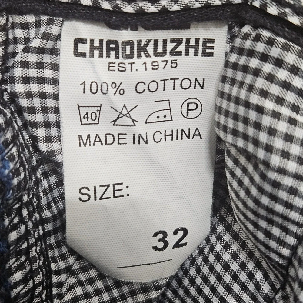Chaokuzhe Straight Leg Jeans 32 Black Blue Contrast Two Tone Streetwear